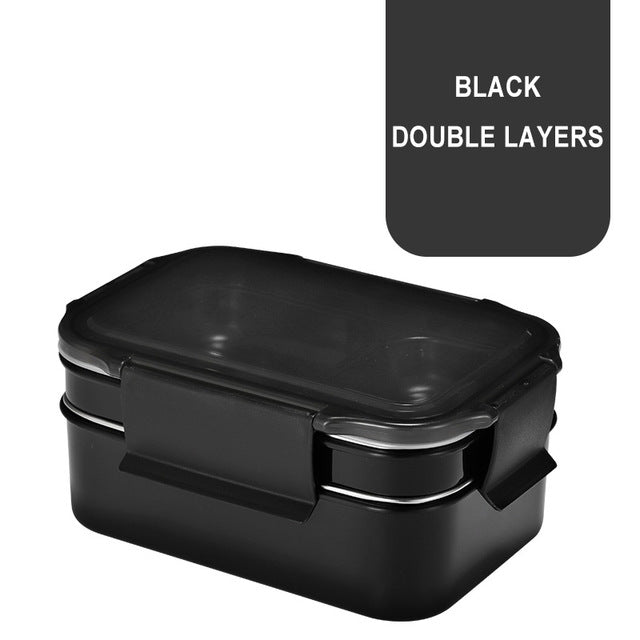 ONEUP 304 Stainless Steel Lunch Box For Kid New Two-layers Bento Box For Student Food Container With Tableware Lunch Bag Kitchen
